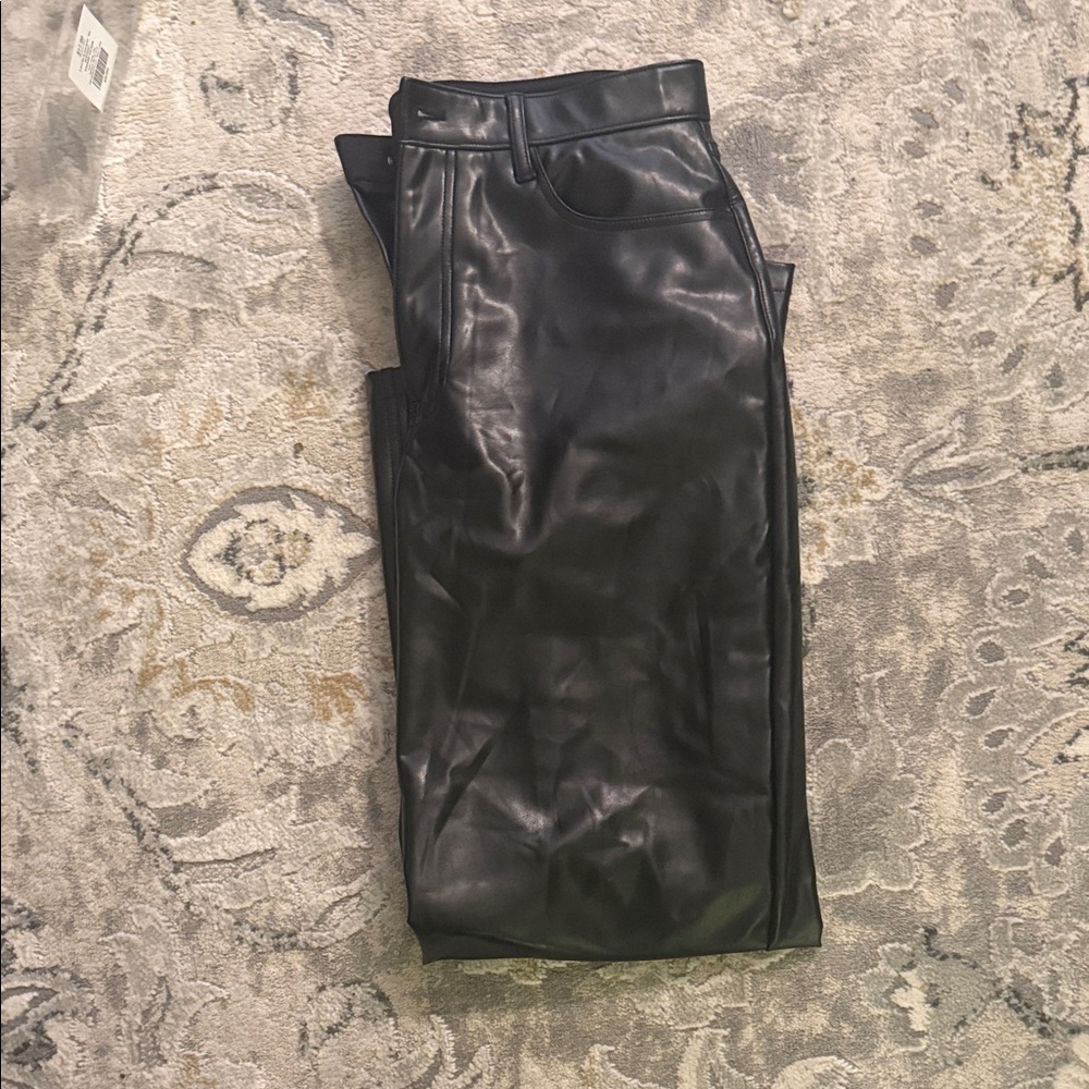 Abercrombie & Fitch Black Leather Loose High Rise Pants